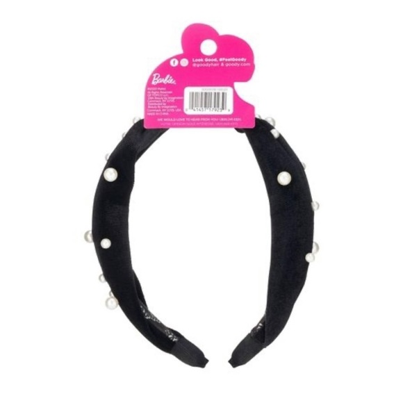 NWT Goody Barbie Black Velvet Knotted Headband with Pearls - Picture 3 of 3